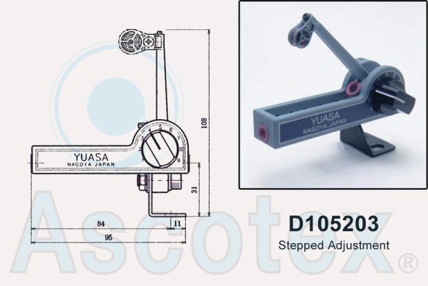 Photo and line drawing of compensating tensioner D105203.