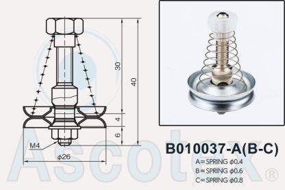 Drawing and photo of B010037-A disc tensioner. Made by Yuasa