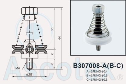 2D drawing and photo of B307008-A disc tensioner.