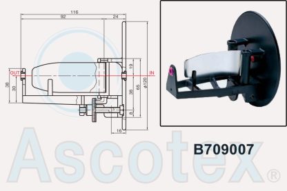 Photo and 2D line drawing of Yuasa flat spring tensor reference B709007