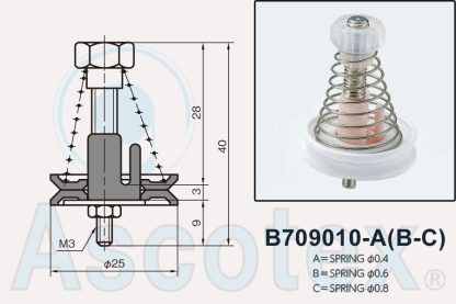 Drawing and photo of B709010-A disc tensioner. Made by Yuasa