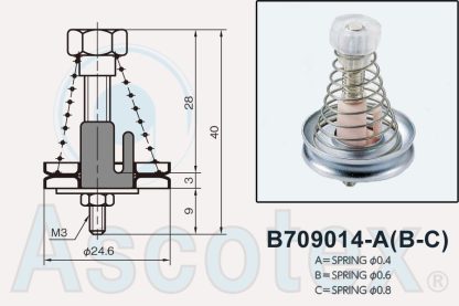 Drawing and photo of B709014-A disc tensioner. Made by Yuasa