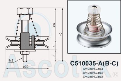 Drawing and photo of C510035-A disc tensioner. Made by Yuasa